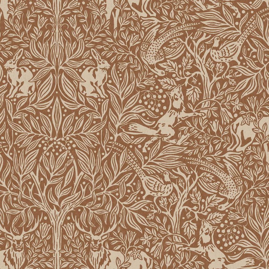 Barna tapéta, fák, levelek, állatok, 2045, Icons, Borastapeter