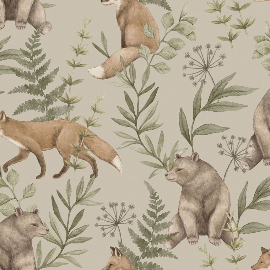 Tapéta falra, szürke-bézs, állatok, 6921, Newbie Wallpaper, Boråstapeter