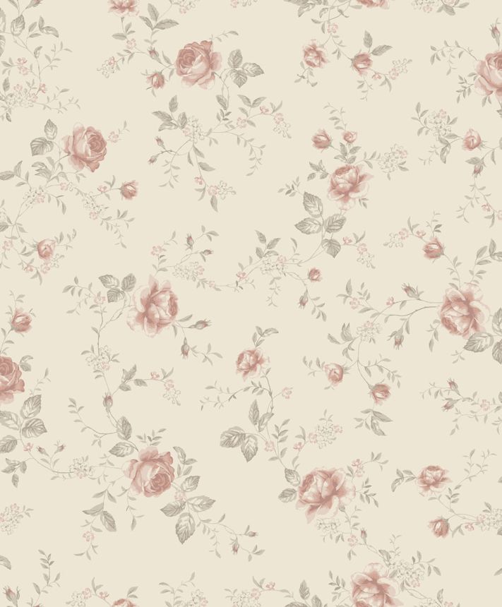 Tapéta falra, bézs, virágok, rózsák, 6929, Newbie Wallpaper, Boråstapeter