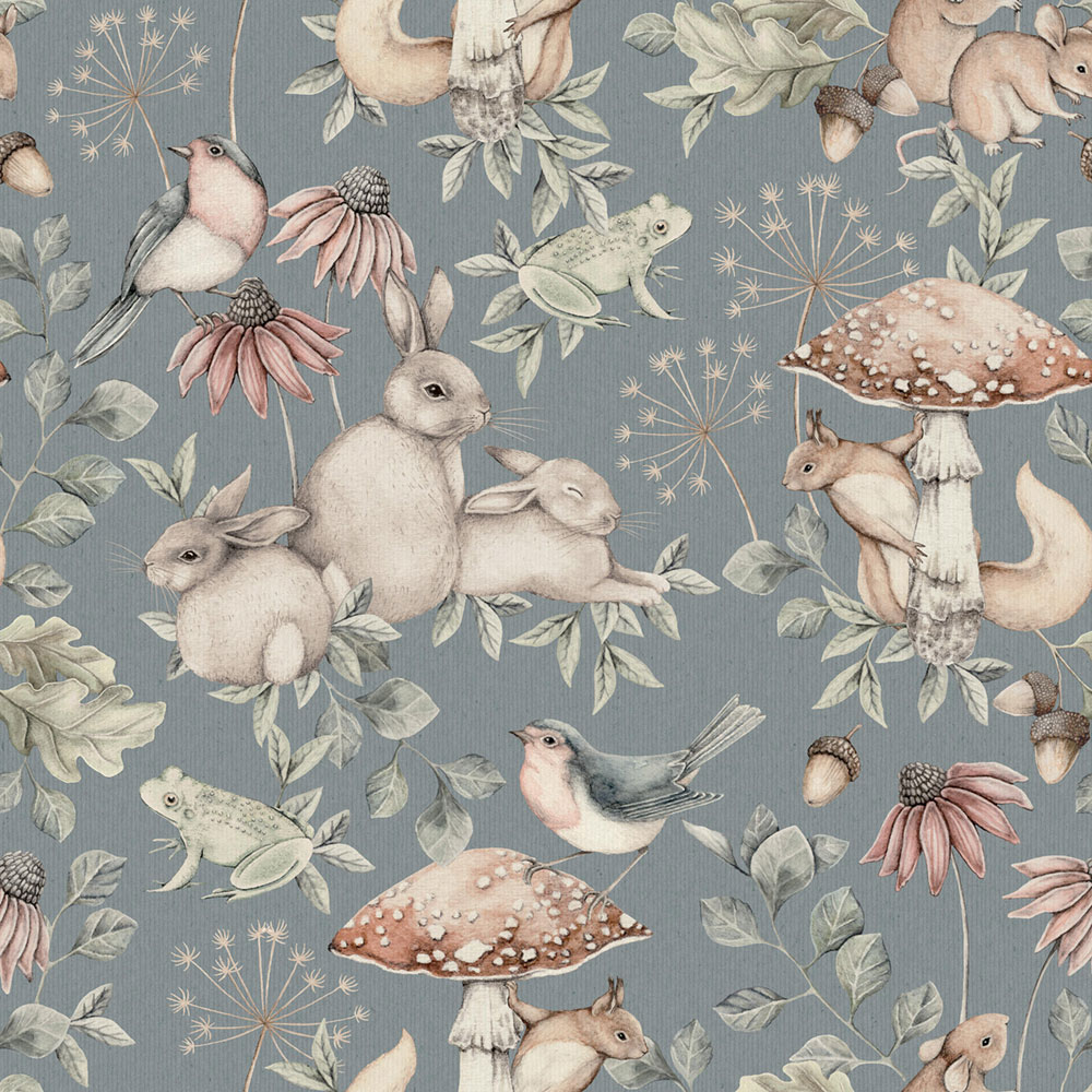 Tapéta falra, szürke-kék, állatok, 7482, Newbie Wallpaper, Boråstapeter