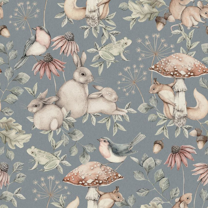 Tapéta falra, szürke-kék, állatok, 7482, Newbie Wallpaper, Boråstapeter