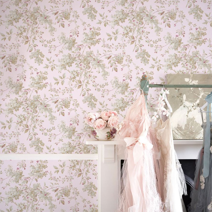 Tapéta, rózsaszín, virágok, 125124, Shabby Chic by Rachel Ashwell