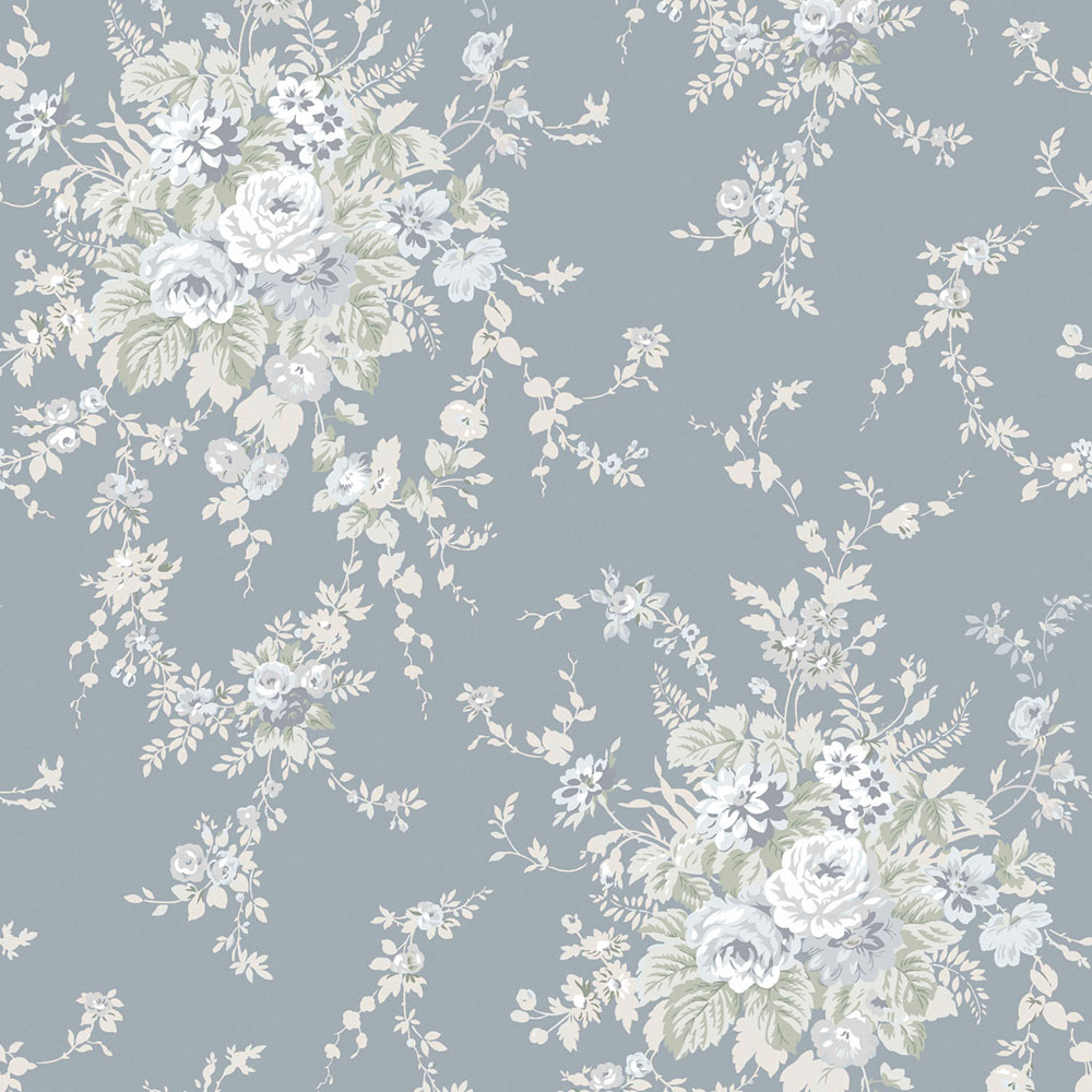Tapéta, szürke, virágok, 125129, Shabby Chic by Rachel Ashwell