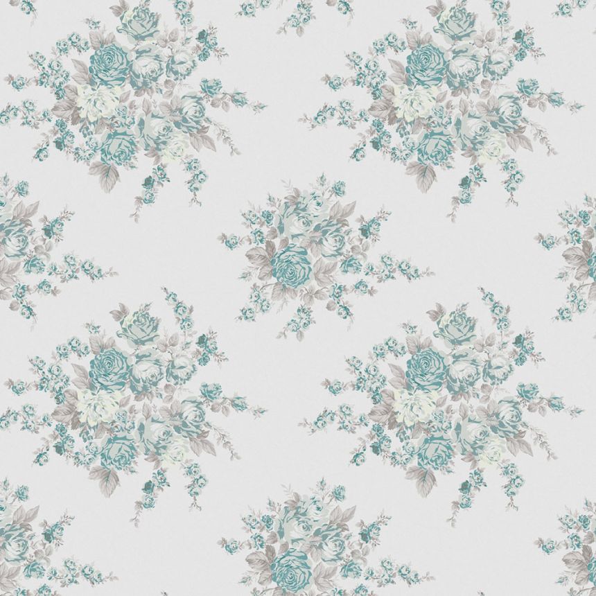Tapéta, szürke-zöld, virágok, 125134, Shabby Chic by Rachel Ashwell