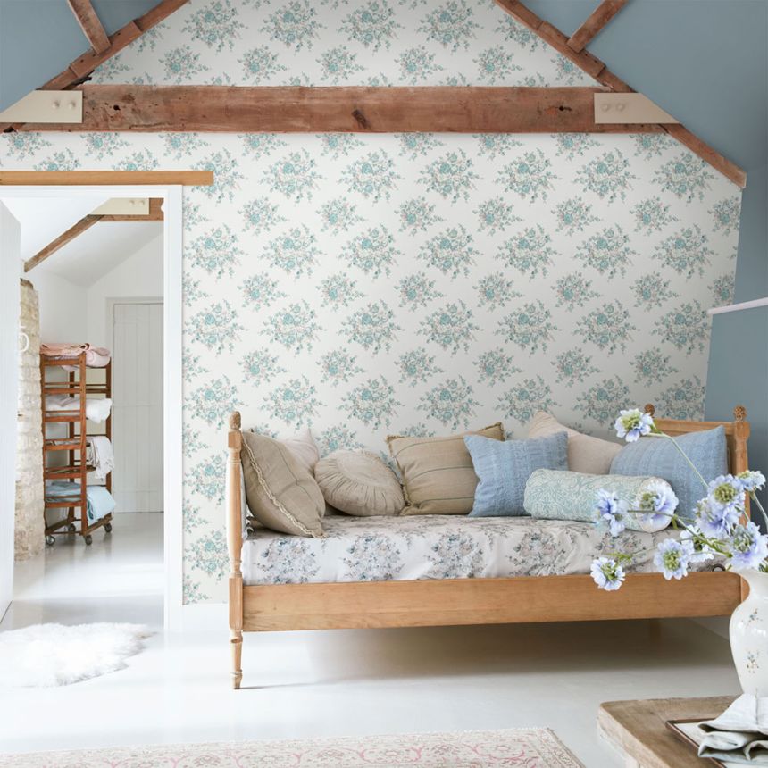 Tapéta, szürke-zöld, virágok, 125134, Shabby Chic by Rachel Ashwell