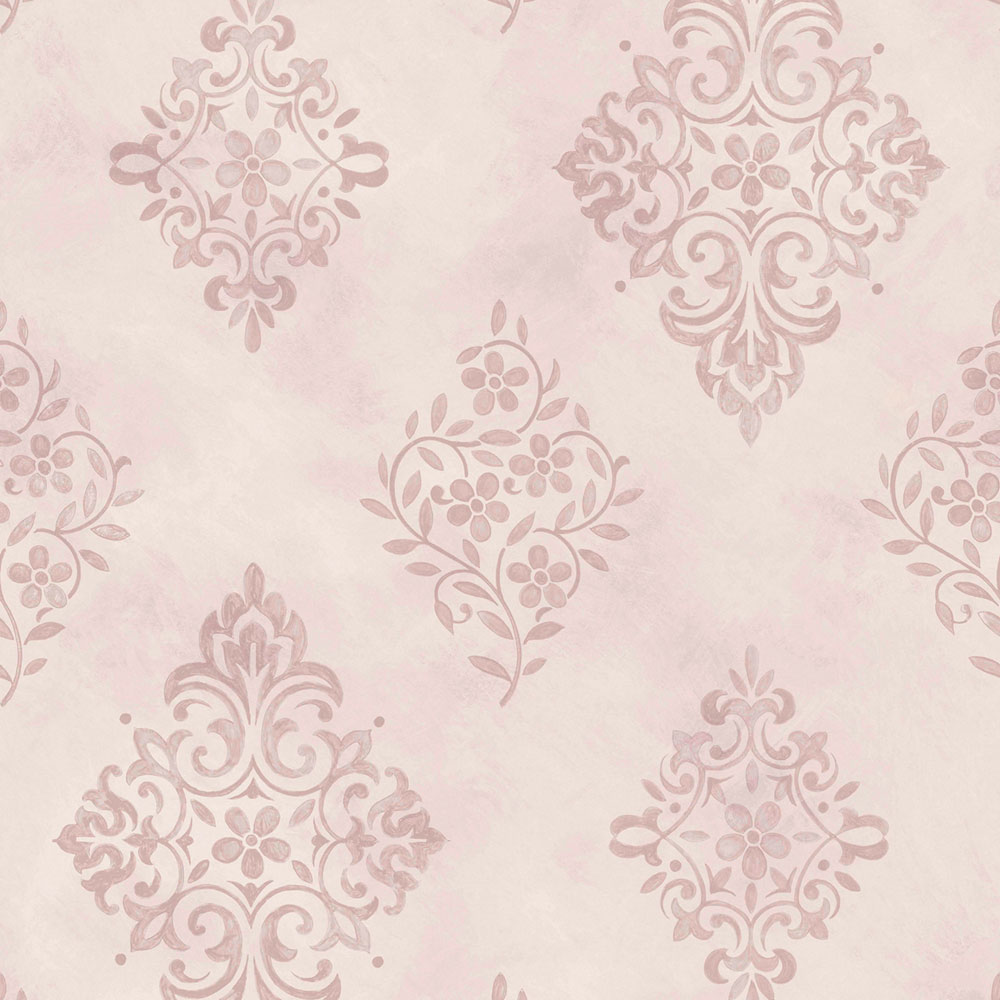 Tapéta, rózsaszín, kastélyminta, ornamentika, 125136, Shabby Chic by Rachel Ashwell