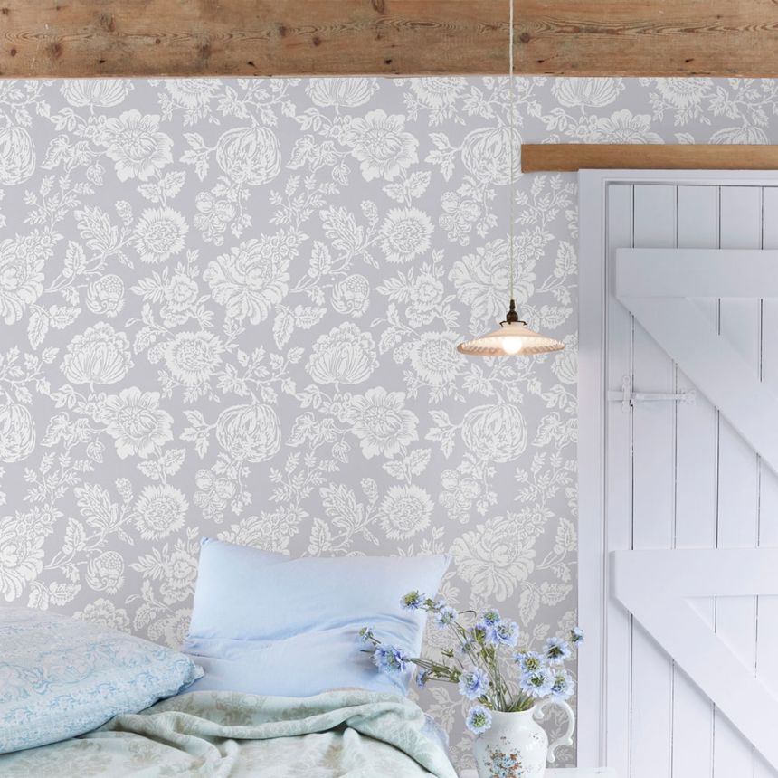 Tapéta, szürke, virágok, 125139, Shabby Chic by Rachel Ashwell