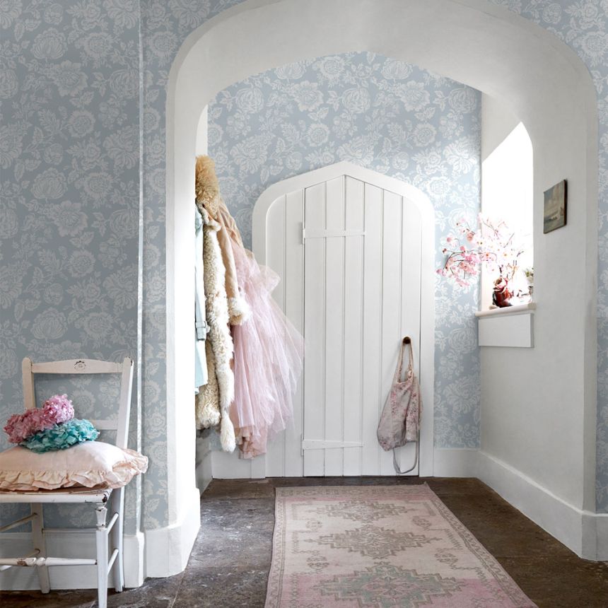 Tapéta, kék, virágok, 125141, Shabby Chic by Rachel Ashwell