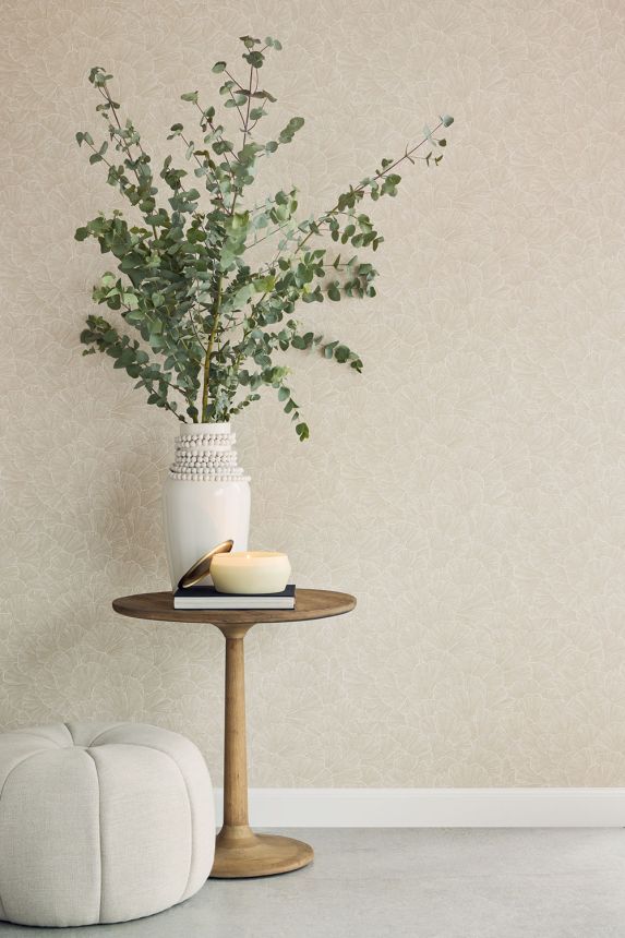 Tapéta, szürke-bézs, ginkgo levelek, 350521, Riviera Maison, Eijffinger