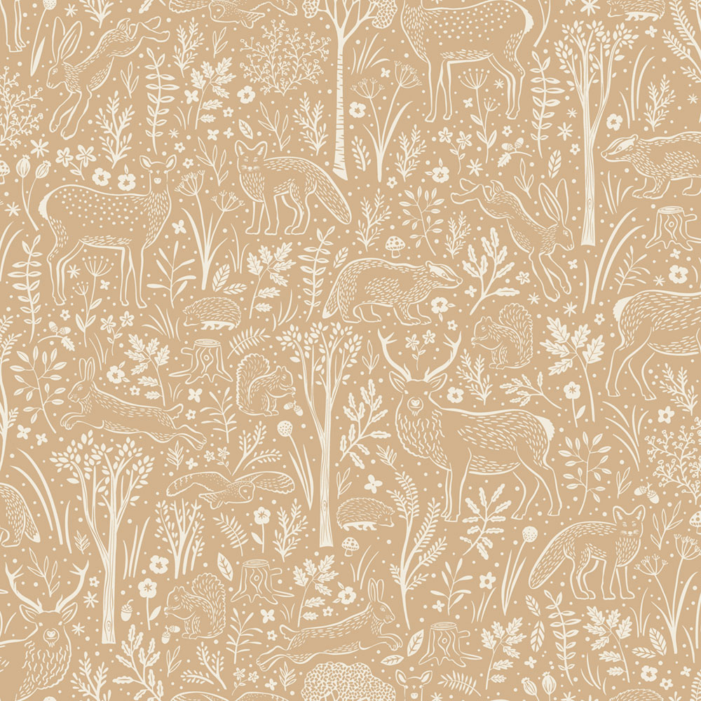 Tapéta, barna, erdei állatok, LD3421, Little Dreamers, Grandeco