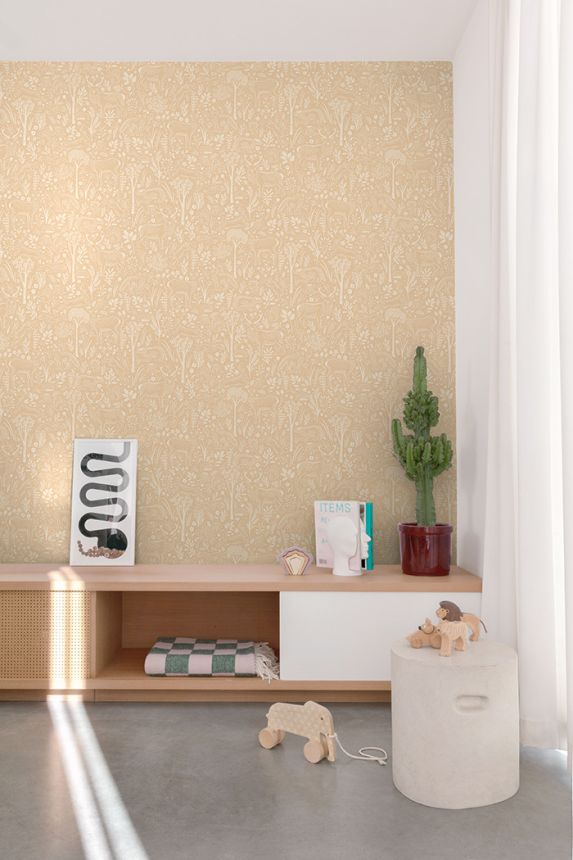 Tapéta, barna, erdei állatok, LD3421, Little Dreamers, Grandeco