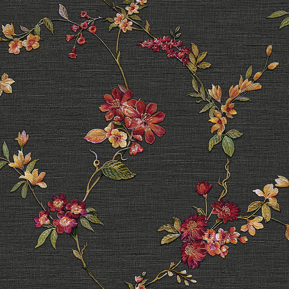 Luxus fekete vlies tapéta virágos mintával FT221214, Best Sellers, Design ID