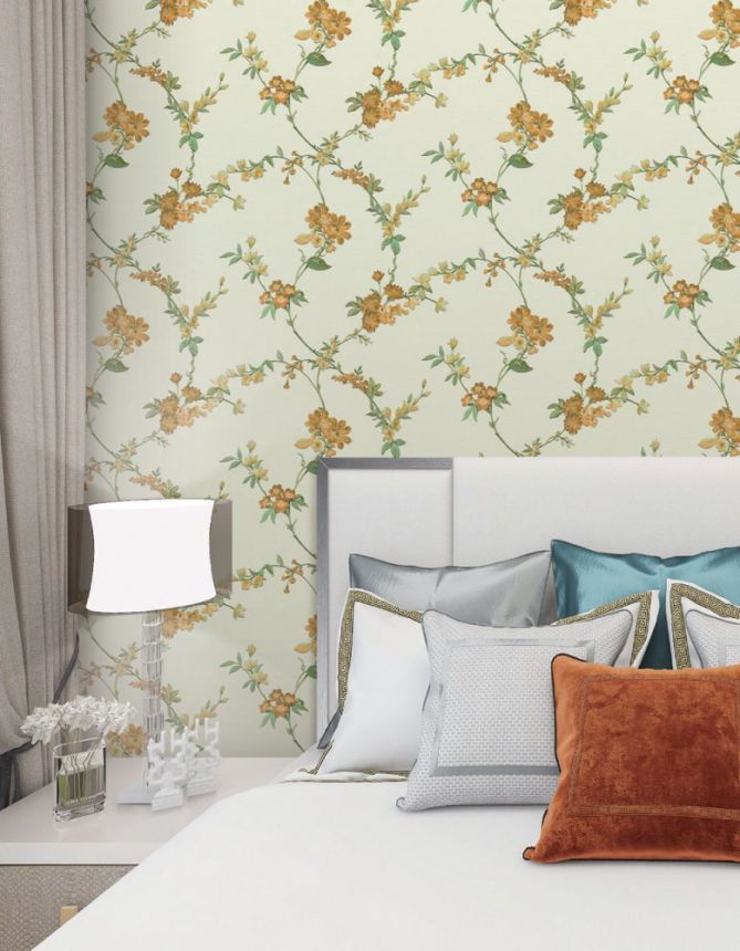 Luxus bézs vlies tapéta, virágmintás FT221211, Best Sellers, Design ID