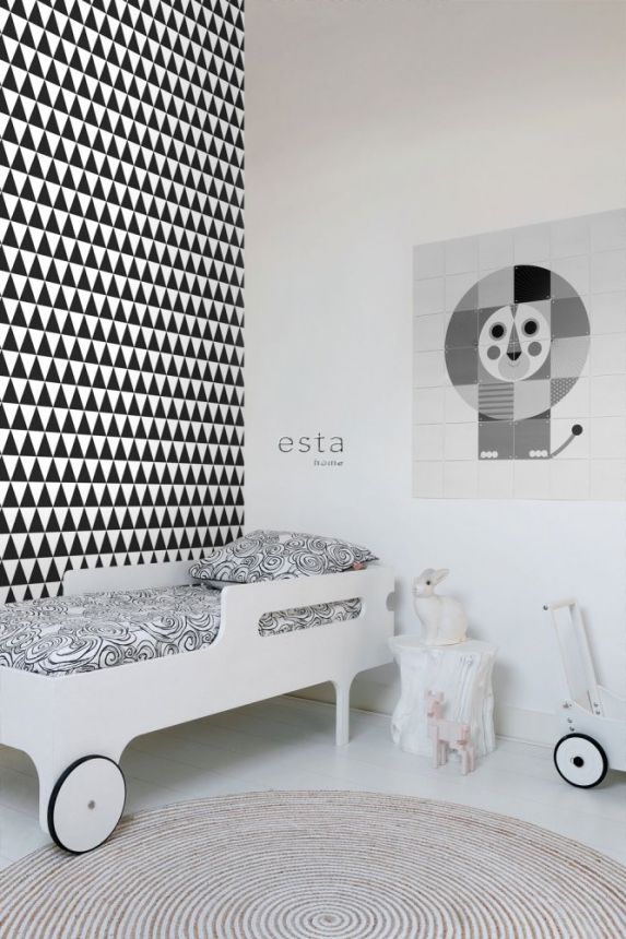 Vlies tapéta fekete-fehér háromszögekkel 128845, Little Bandits, Black & White, Esta