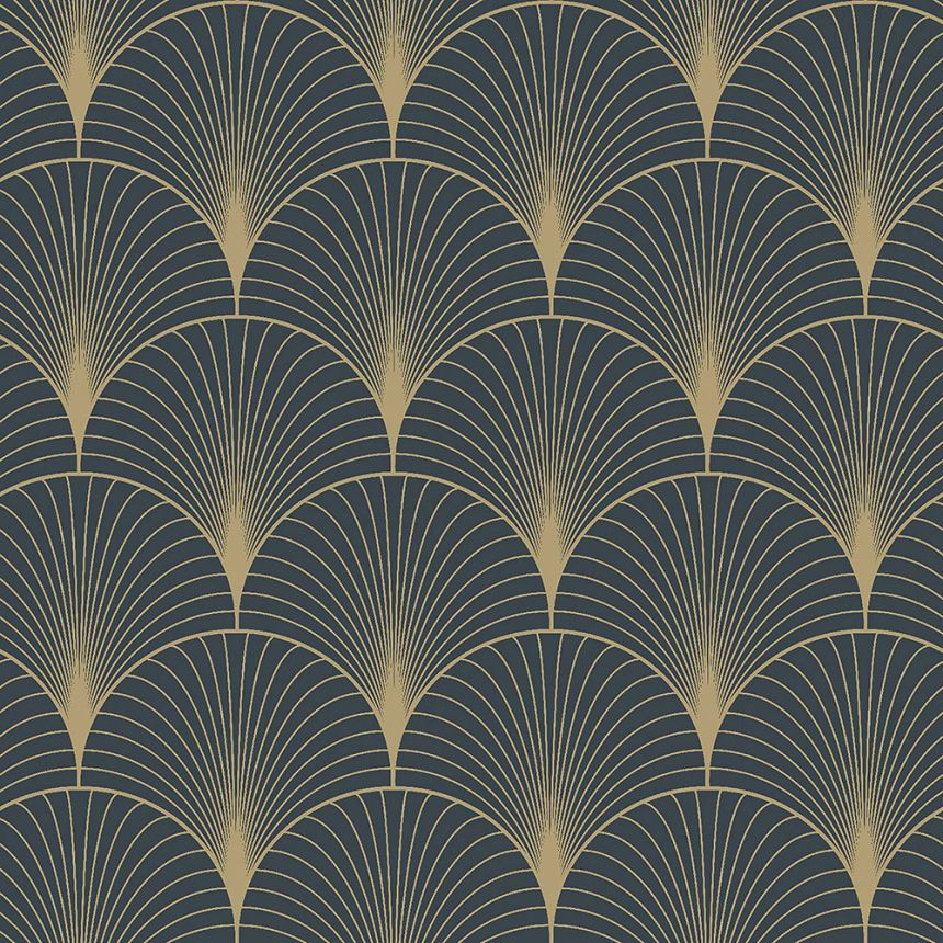 Sötétkék geometriai vlies tapéta 139231, Art Deco, Esta