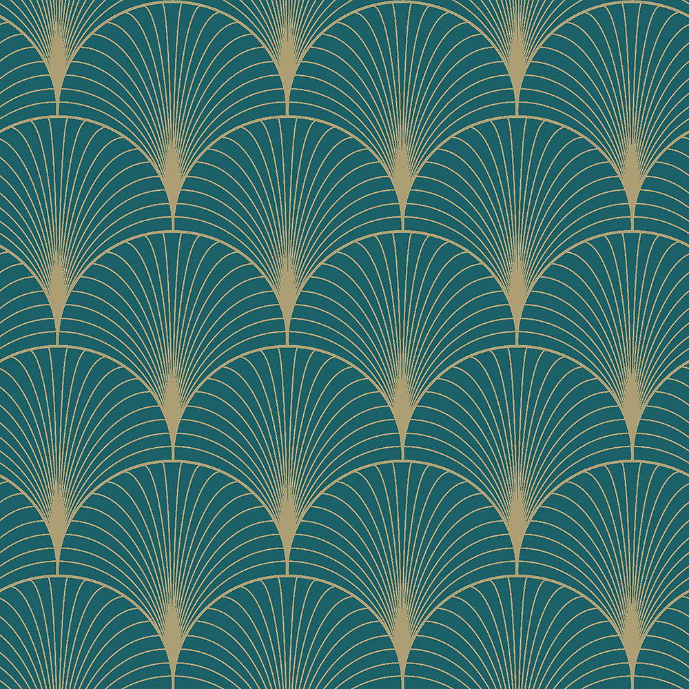 Sötét türkizkék geometriai vlies tapéta 139230, Art Deco, Esta