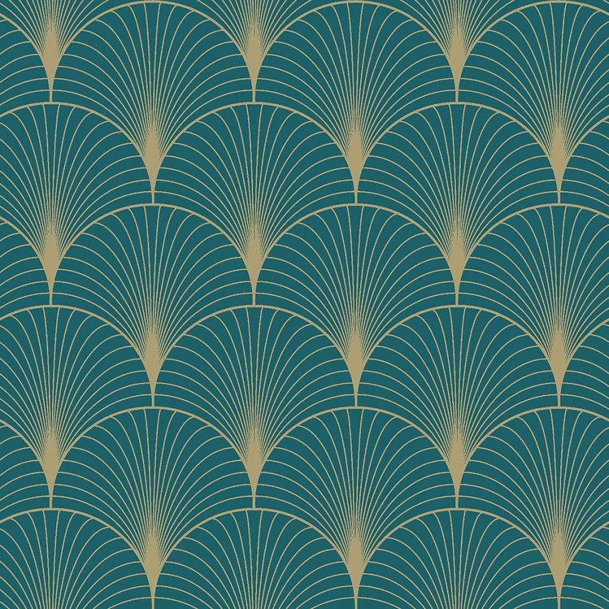 Sötét türkizkék geometriai vlies tapéta 139230, Art Deco, Esta