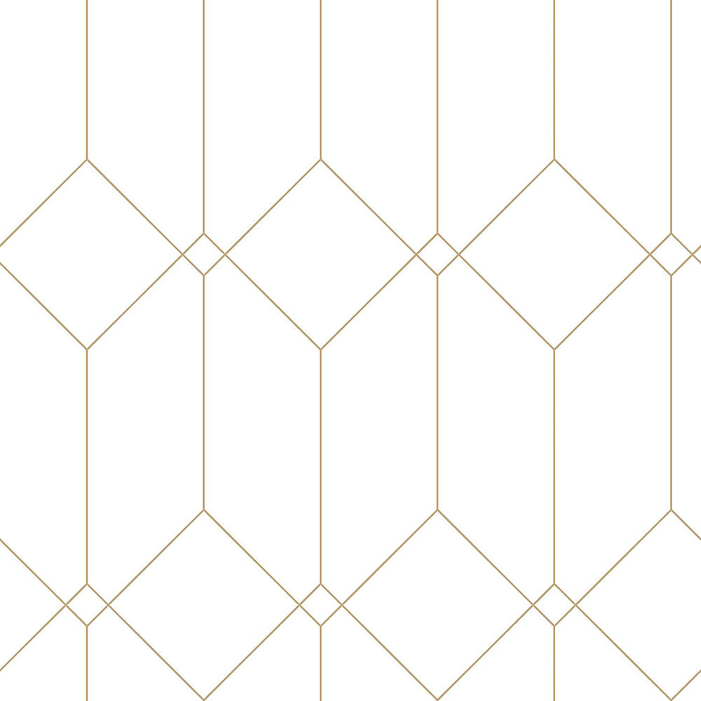 Fehér geometriai vlies fali tapéta, arany vonalak 139223, Art Deco, Esta