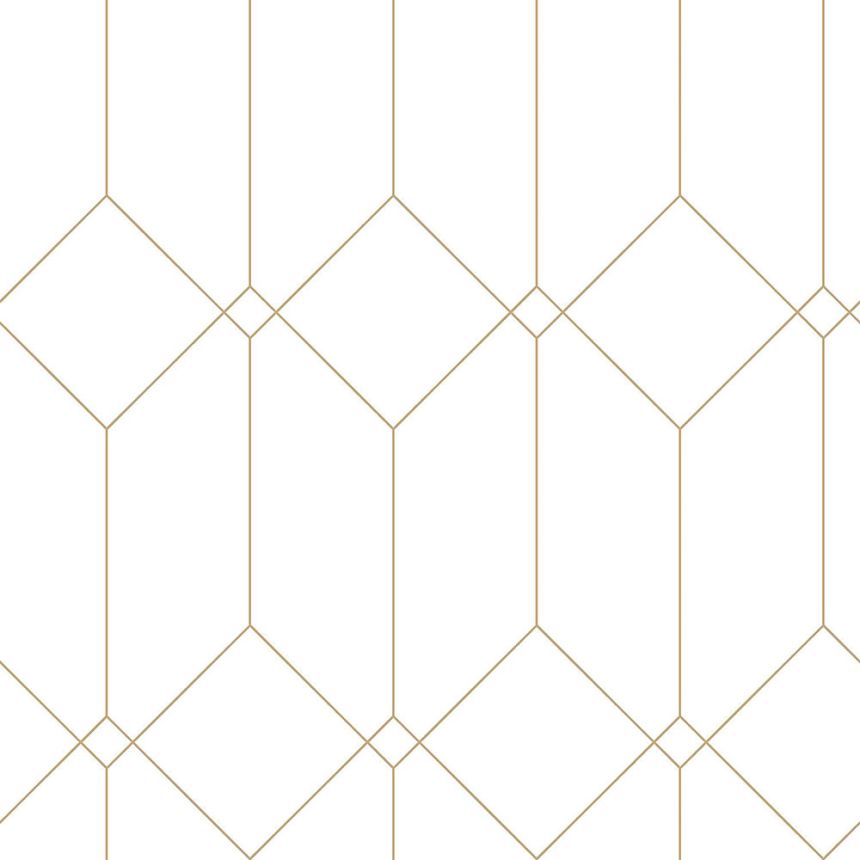 Fehér geometriai vlies fali tapéta, arany vonalak 139223, Art Deco, Esta
