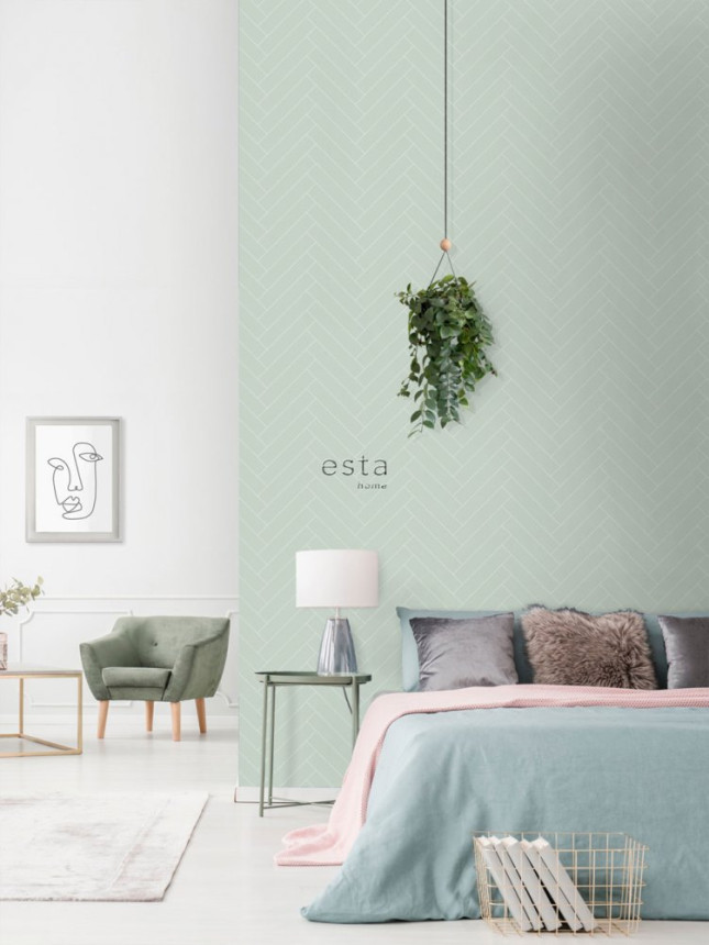 Zöld vlies tapéta parketta mintával 139221, Art Deco, Esta