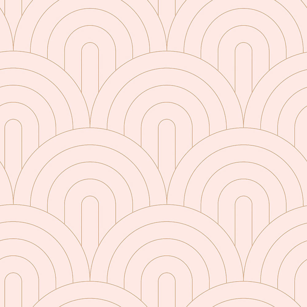 Rózsaszín vlies tapéta, geometrikus ívelt minta 139217, Art Deco, Esta
