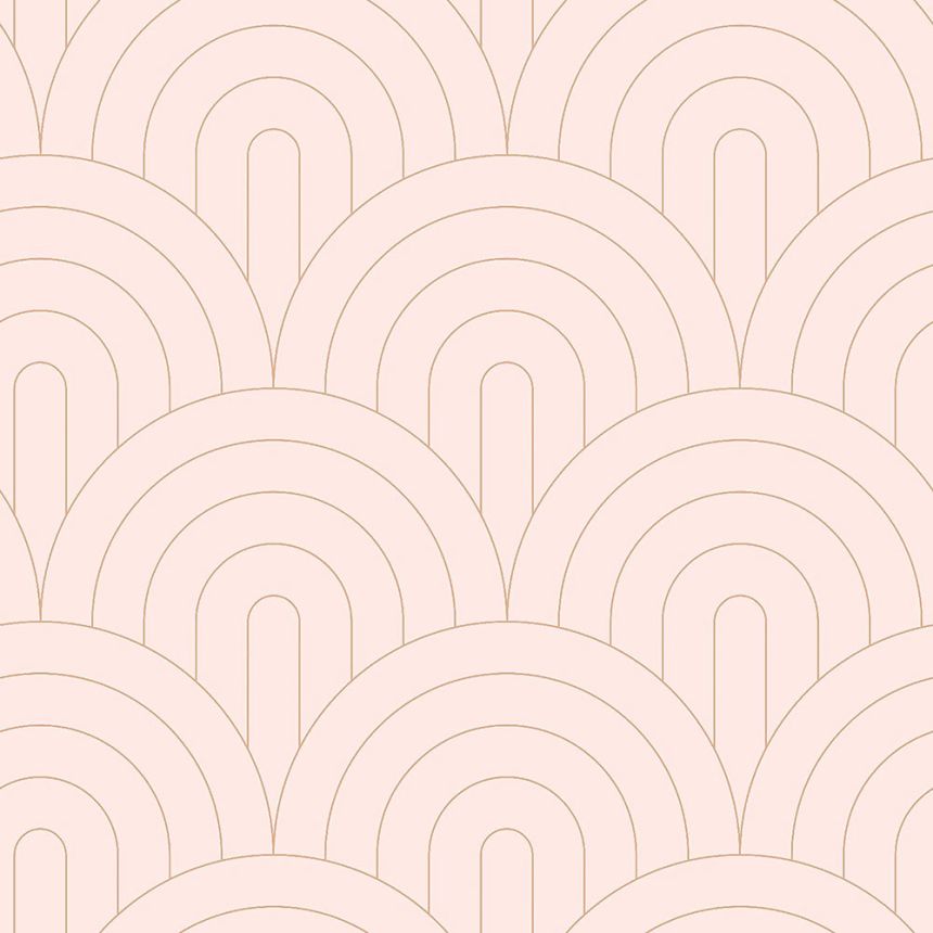 Rózsaszín vlies tapéta, geometrikus ívelt minta 139217, Art Deco, Esta