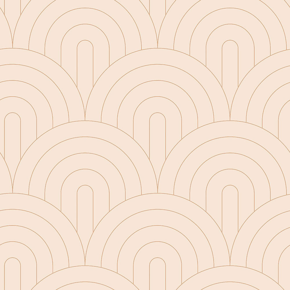 Bézs vlies tapéta, geometrikus ívelt minta 139216, Art Deco, Esta