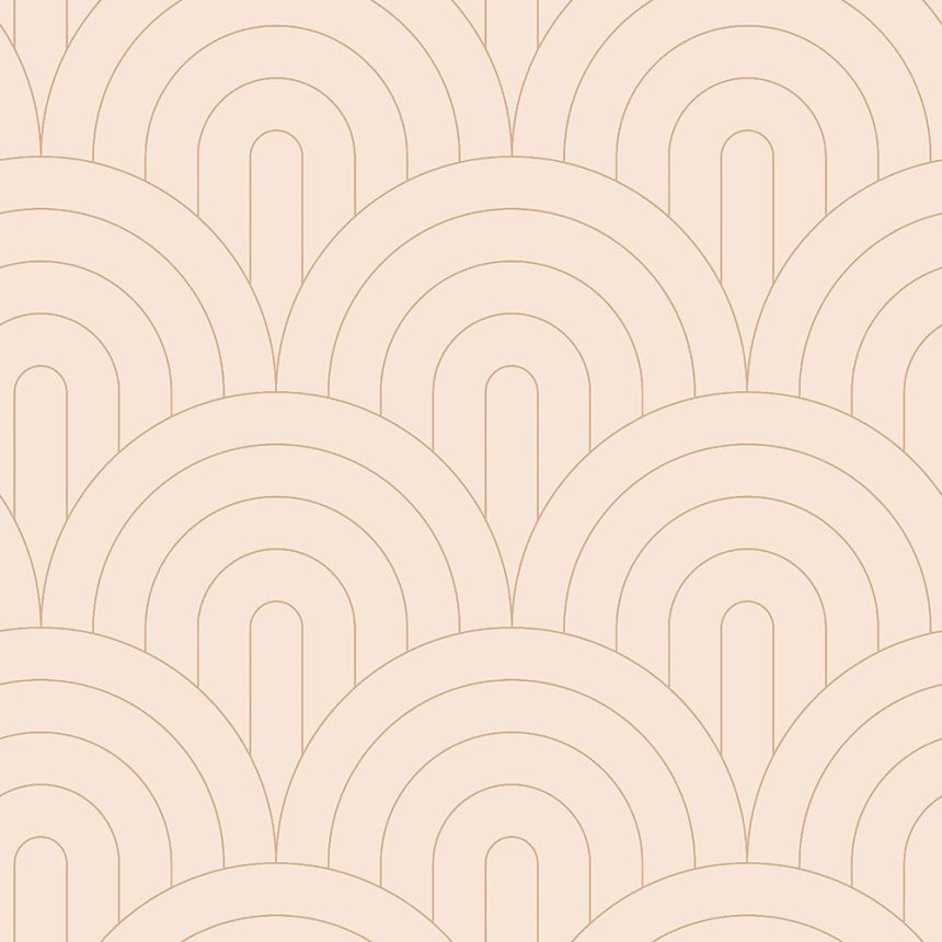 Bézs vlies tapéta, geometrikus ívelt minta 139216, Art Deco, Esta