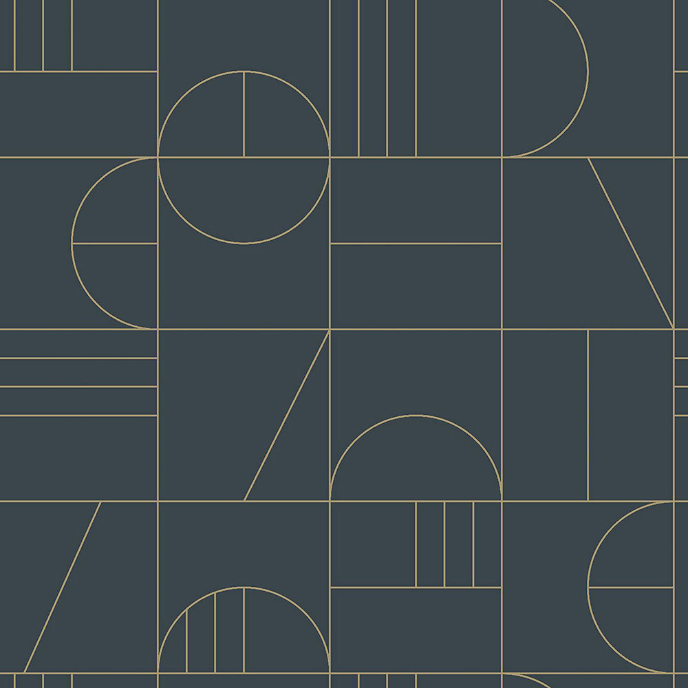 Kék vlies fali tapéta, geometriai minta 139210, Art Deco, Est