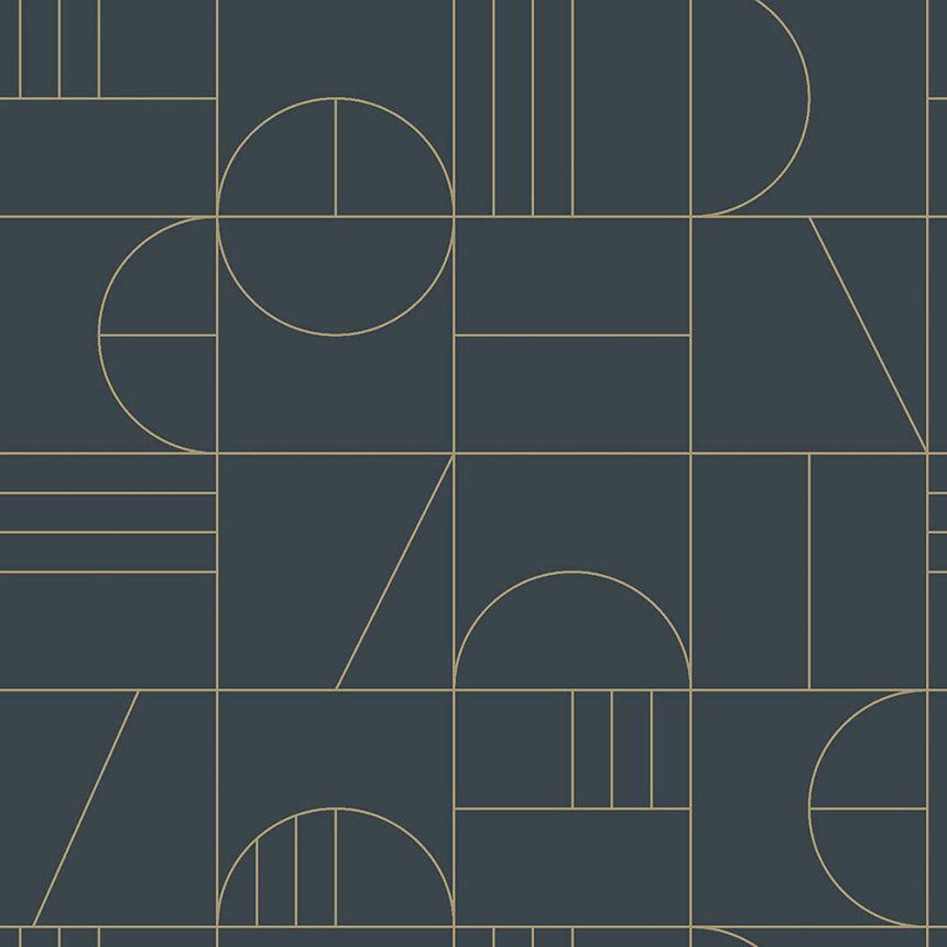 Kék vlies fali tapéta, geometriai minta 139210, Art Deco, Est