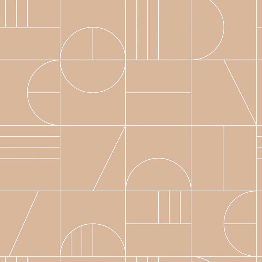 Barna vlies fali tapéta, geometriai minta 139208, Art Deco, Est