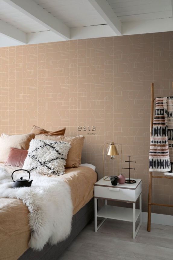 Barna vlies fali tapéta, geometriai minta 139208, Art Deco, Est