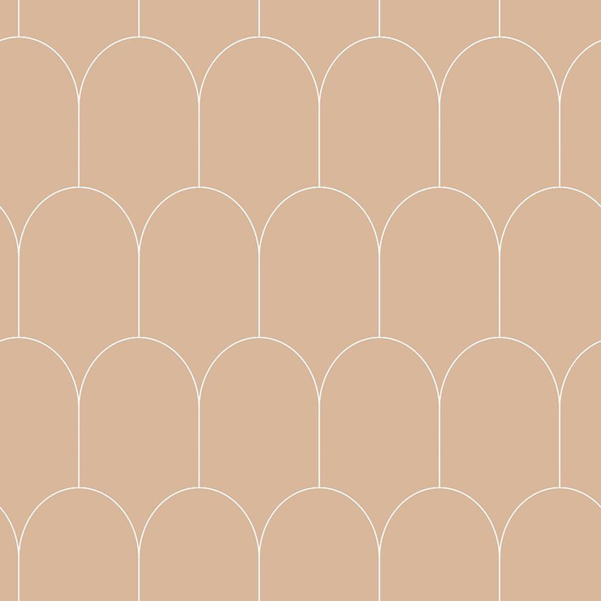 Bézs vlies tapéta, geometrikus ívminta 139203, Art Deco, Esta