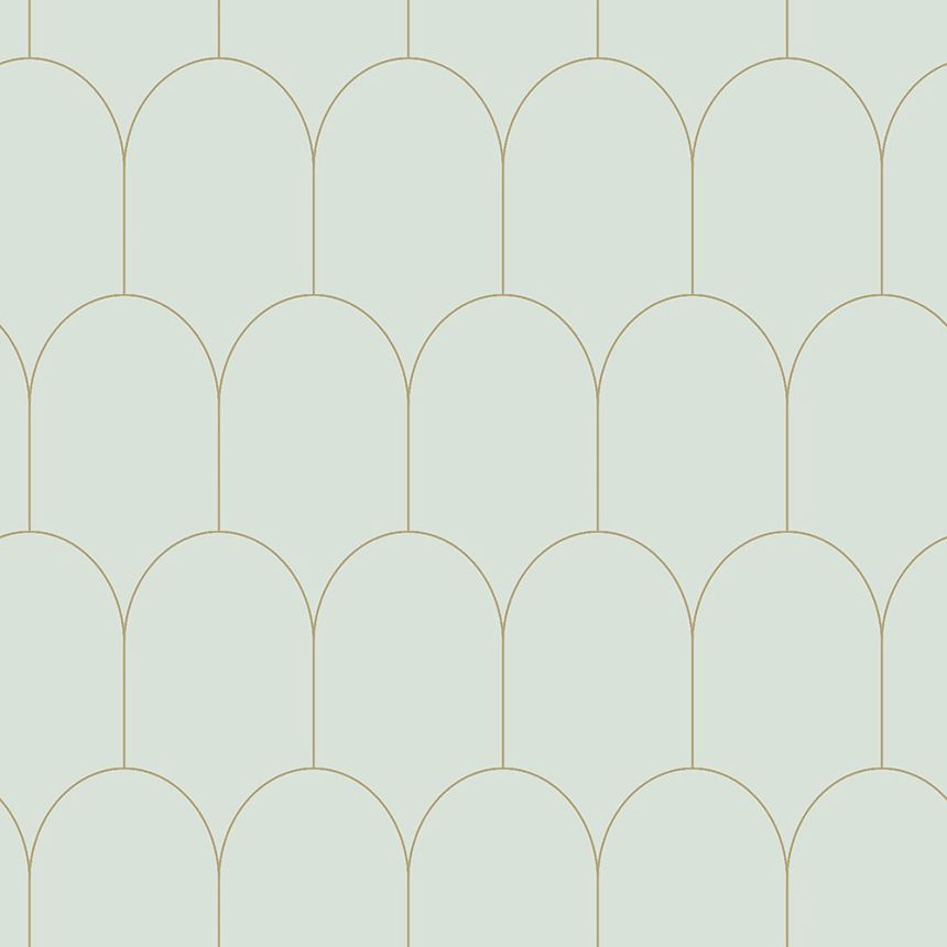 Mentol vlies tapéta, geometrikus ívminta 139202, Art Deco, Esta