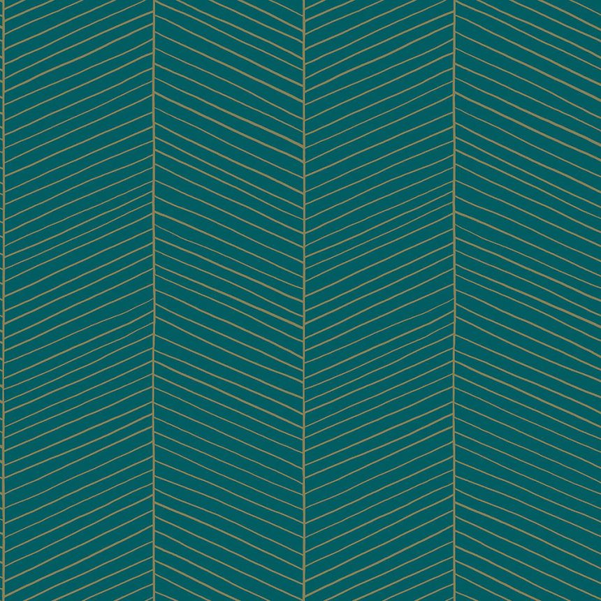 Türkiz vlies csíkos tapéta 139200, Art Deco, Esta