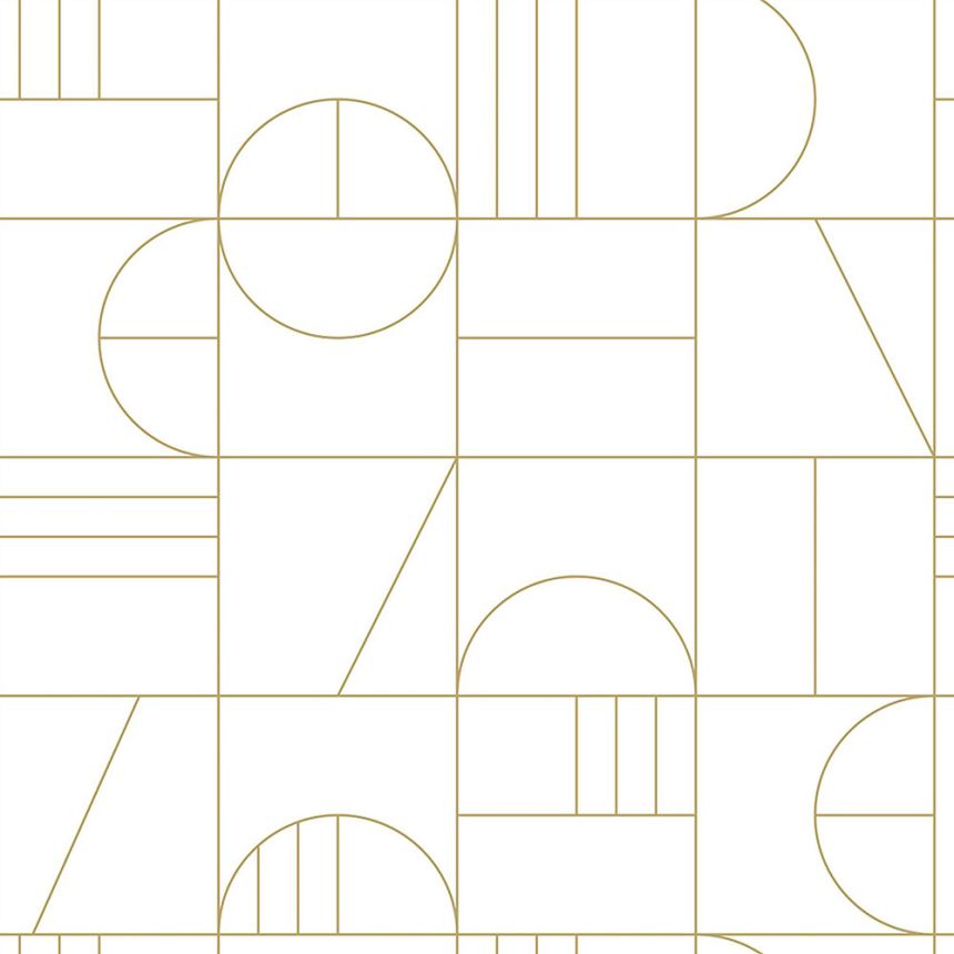 Fehér-arany geometriai vlies tapéta 139141, Art Deco, Esta
