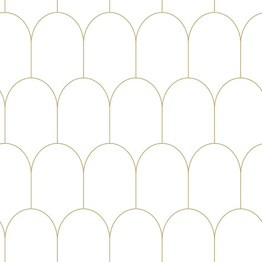 Fehér vlies tapéta, geometrikus ívminta 139139, Art Deco, Esta
