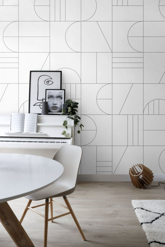 Vlies fotótapéta, fekete -fehér geometriai minta 158938, 200x300cm, Black & White, Esta