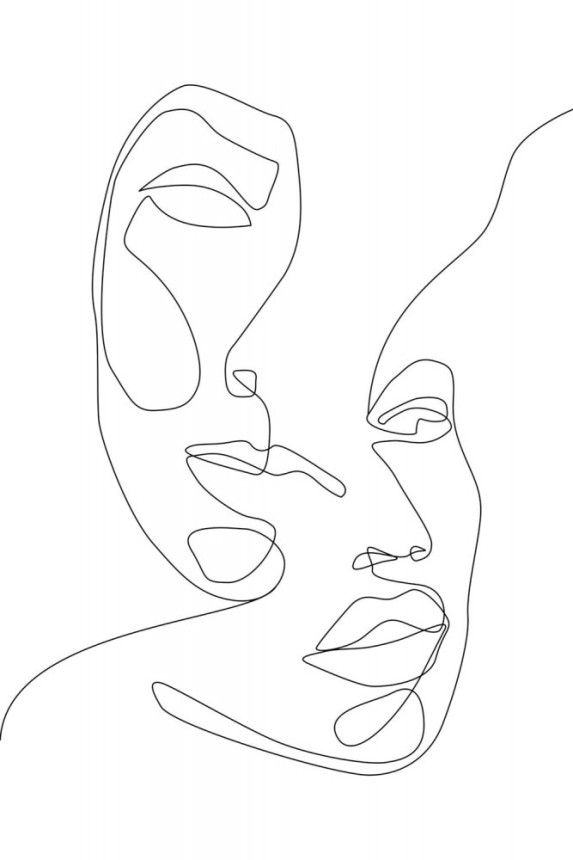 Vlies fotótapéta, arcok kontúrjai 158936, 200x300cm, Black & White, Esta