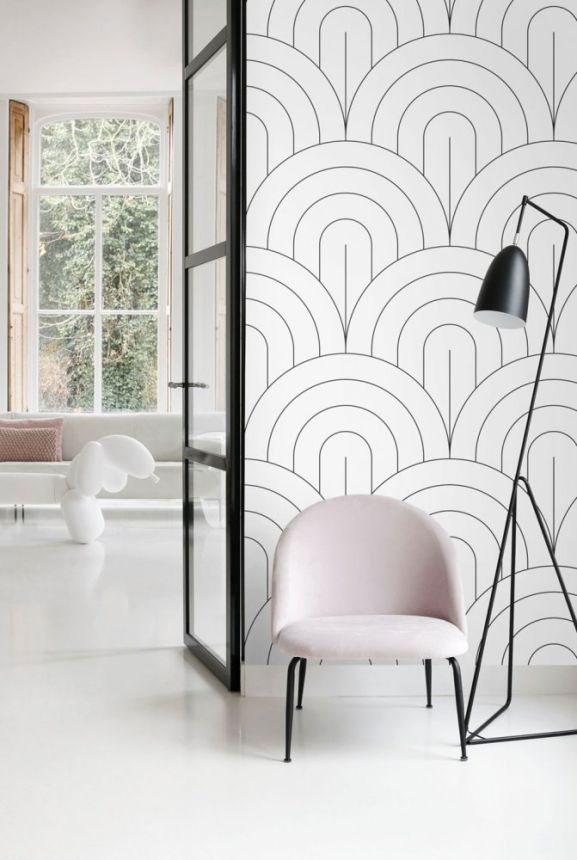 Vlies fotótapéta, fekete -fehér ívminta 158935, 150x300cm, Black & White, Esta