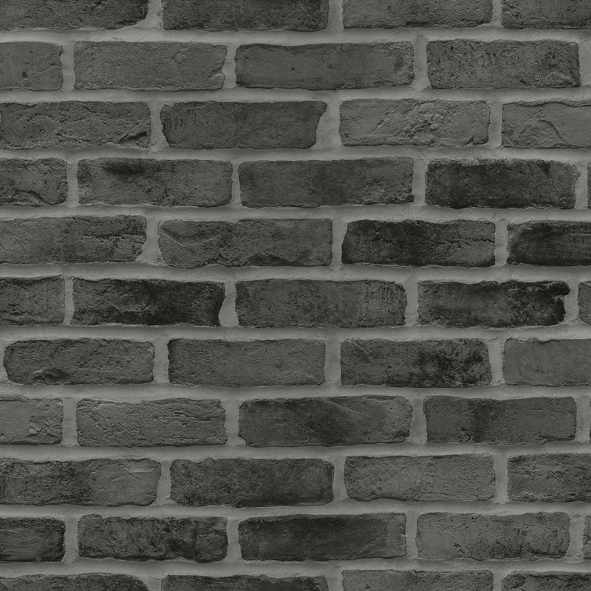 Vlies fekete tapéta téglamintás  139138, Black & White, Esta