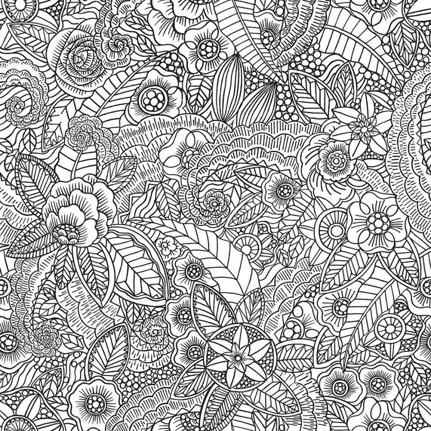 Fekete-fehér vlies fali tapéta virágok 139117, Black & White, Esta