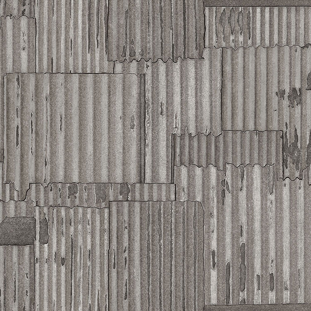 Ezüstszürke vlies tapéta, hullámos vas dizájnnal 347618, Matières - Metal, Origin