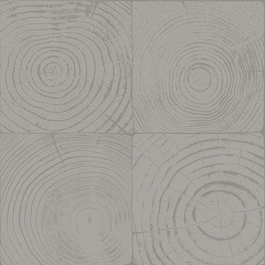 Szürke vlies fali tapéta, fautánzat évgyűrűkkel 347548, Matières - Wood, Origin