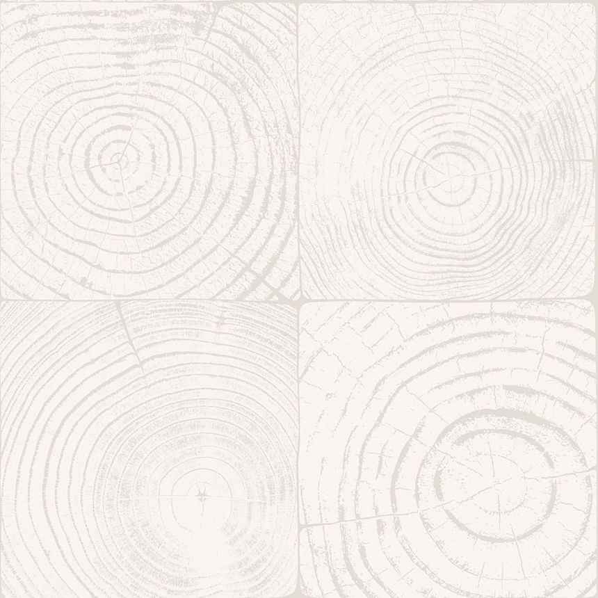 Szürke-fehér fali tapéta, fautánzat évgyűrűkkel 347546, Matières - Wood, Origin