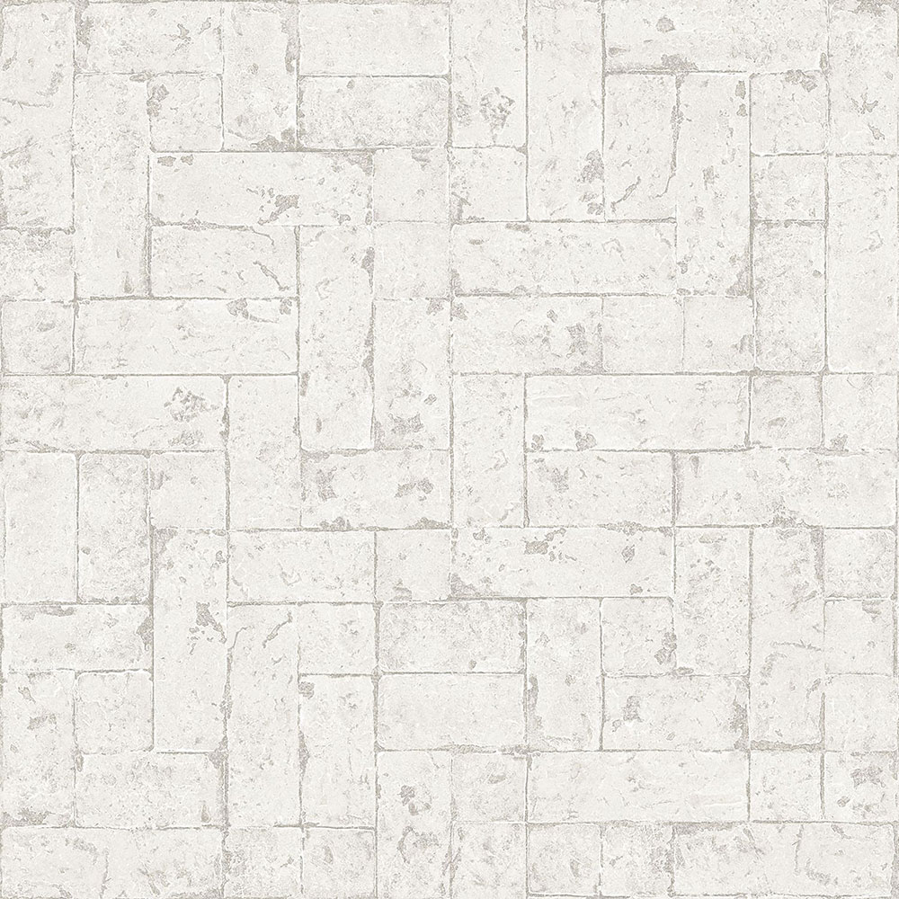 Szürke-fehér vlies tapéta, kőburkolat utánzat 347567, Matières - Stone, Origin