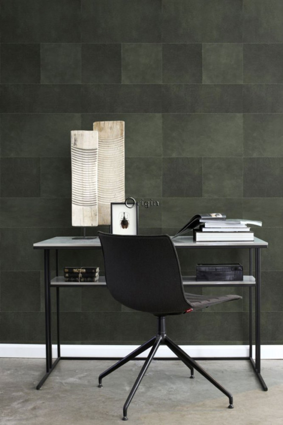 Vlies fali tapéta, minta zöld steppelt bőr 357239, role 0,5 x 8,37 m, Luxury Skins, Origin