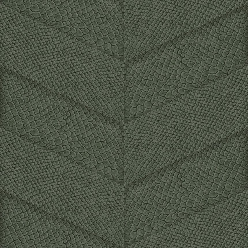 Vlies zöld tapéta, parkettás bőrminta 347793, Luxury Skins, Origin