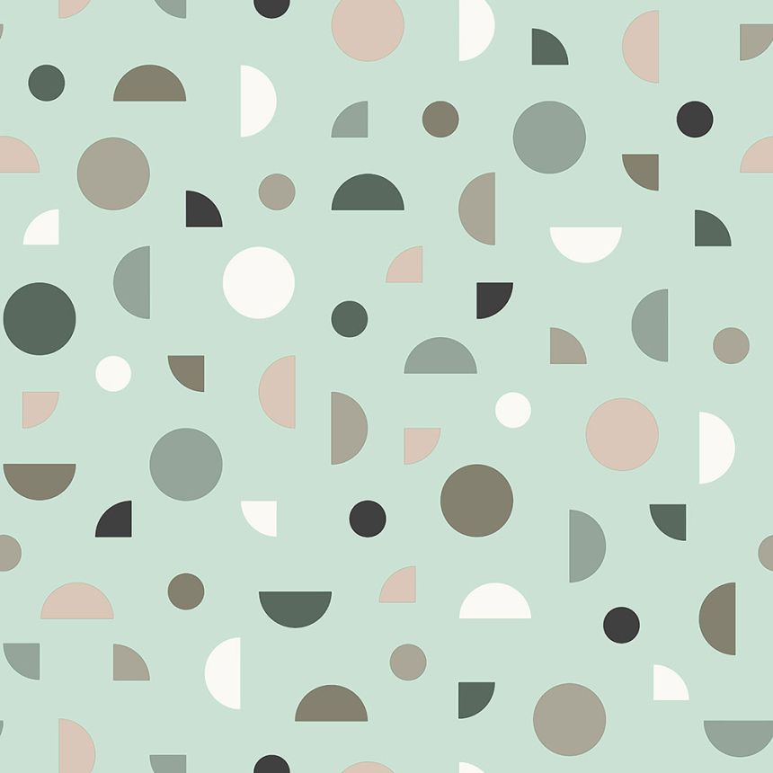 Vlies tapéta zöld, színes geometriai formák 139279, Forest Friends, Esta