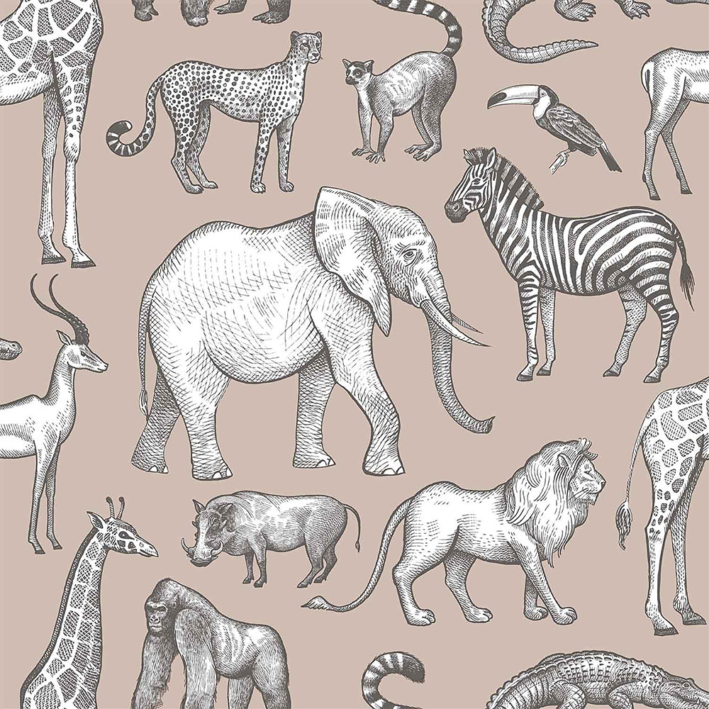 Régi rózsaszín vlies tapéta Állatok Afrikából 139271, Forest Friends, Esta
